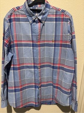 Ralph Lauren Blue and Pink Plaid Button-Down Shirt